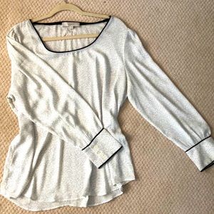 XL Loft white with black polka dot blouse
